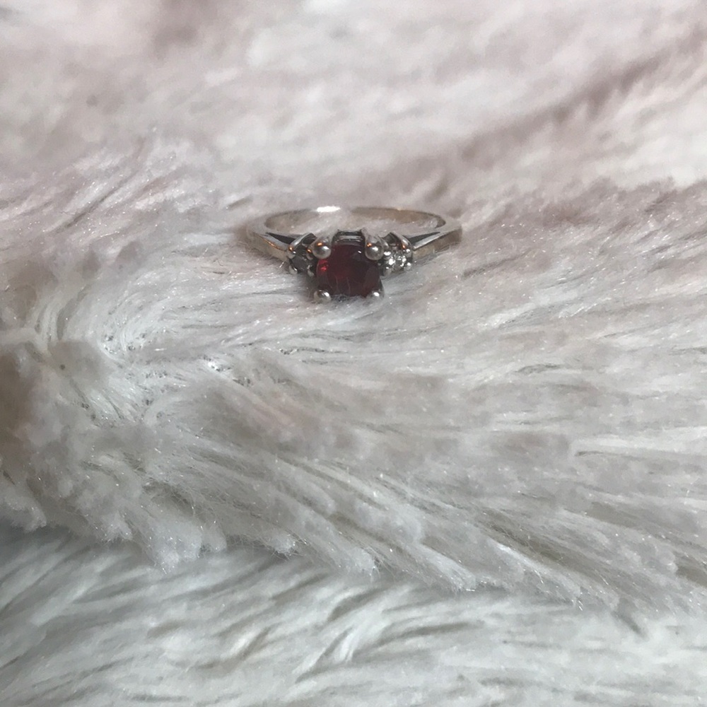 Silver Ring with Garnet Stone
